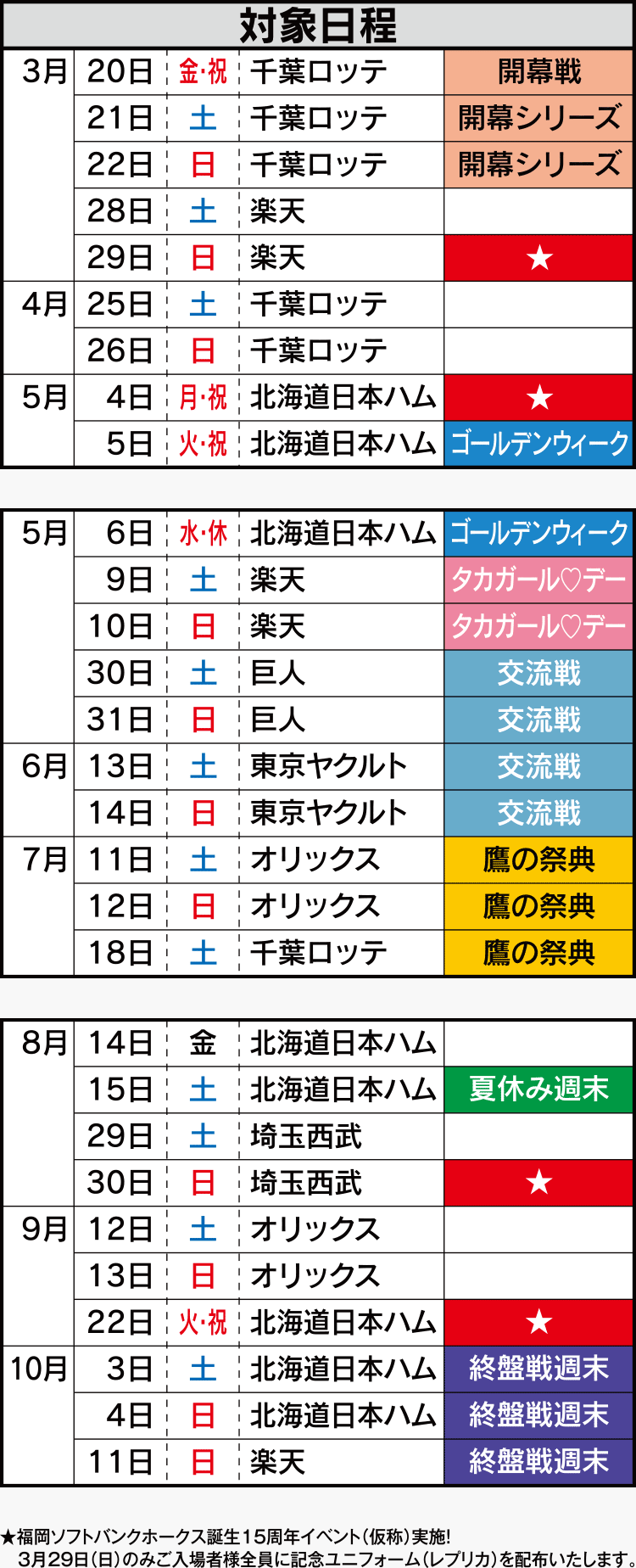 曜日で選ぶ観戦プラン 福岡ソフトバンクホークス主催公式戦 Package Select E イープラス